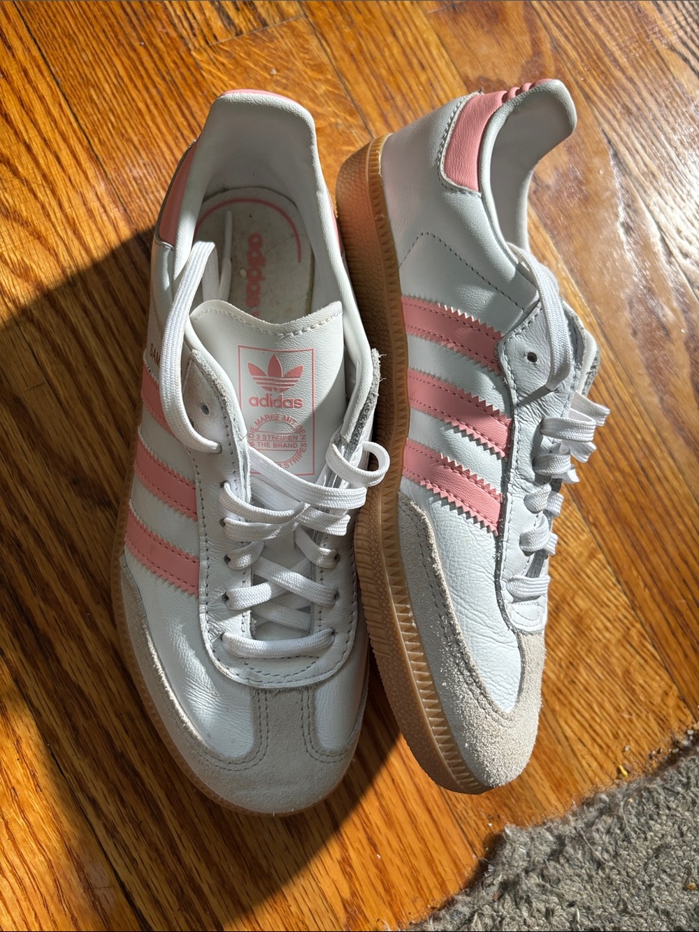 adidas kids White & Pink Retro Court Sneaker